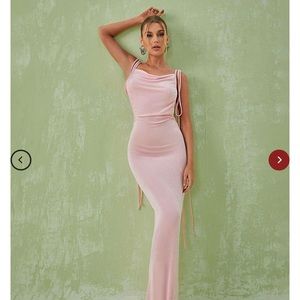 Pink long backless dress
